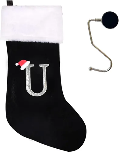 Miniatura 26 de Medias de Navidad de 20 pulgadas con monograma, letras, medias súper suaves grandes de Navidad, medias de monograma rojo para Navidad, regalo
