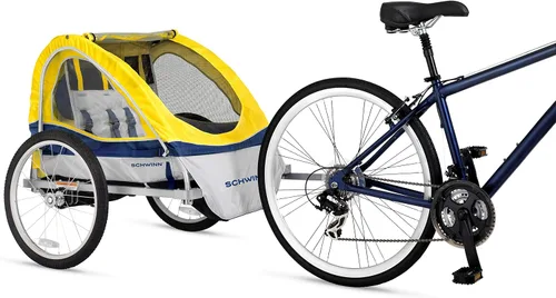 Miniatura 7 de Schwinn Echo - Remolque de bicicleta para niños, máximo de 2 niños con peso total de 80 libras, toldo, neumáticos llenos de aire de 20 pulgadas