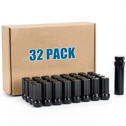 Miniatura 22 de JiiinMiiin 20 tuercas negras de 1/2 x 20 con sintonizador de 6 ranuras, tuerca de bloqueo de 1/2 pulgada a 20 con 1 llave de enchufe de 60 grados