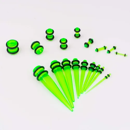 Miniatura 2 de Juego de 50 unidades de estiramiento de oreja, dilatadores y tapones 14G-00G de acrílico y silicón para orejas, juego de dilatadores de piercings