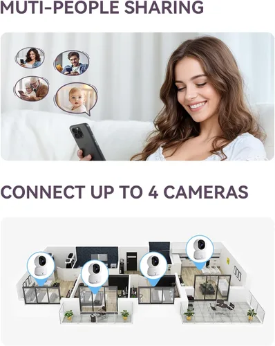 Miniatura 7 de Comfyer Monitor híbrido de video sin WiFi y WiFi inteligente para bebés, pantalla dividida de 5 pulgadas 1080P y control de aplicación de cámara 2K