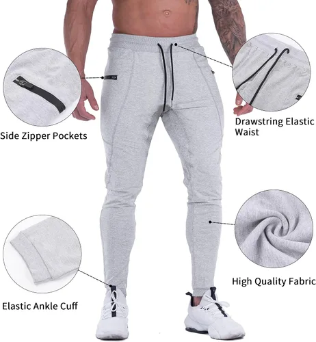 Miniatura 4 de MAIKANONG Pantalones deportivos ajustados para hombre, pantalones de entrenamiento para gimnasio, correr, atletismo, casual