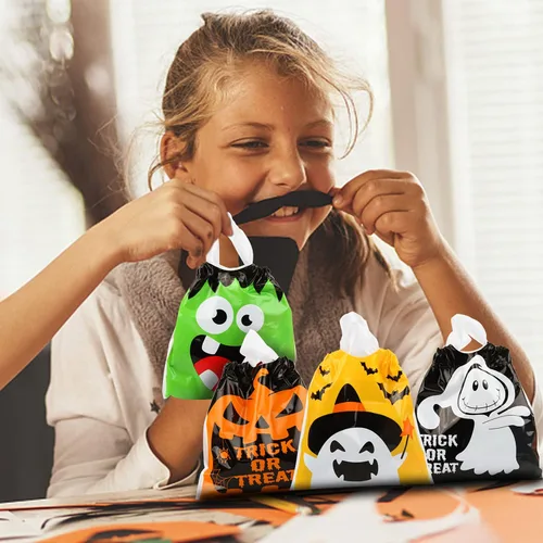 Miniatura 5 de CCINEE 48 bolsas de golosinas de Halloween con cordón, bolsas de dulces para regalo de fiesta de Halloween
