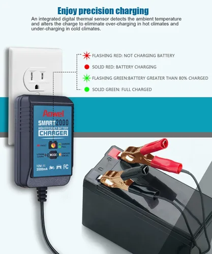 Miniatura 3 de Aowel Cargador de batería inteligente, 12 V 2 A, cargador de goteo totalmente automático y mantenedor para automóvil, cortacésped, ATV, motocicleta