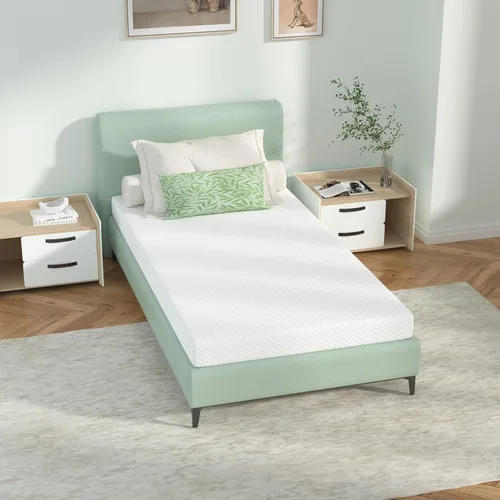 Colchón individual de 5 pulgadas para niños, colchón de espuma viscoelástica de gel para un sueño cómodo y alivio de presión, soporte de firmeza