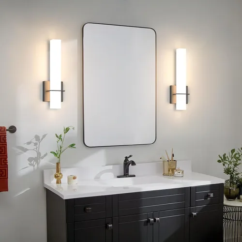 Miniatura 4 de Apliques de pared LED modernos de 15.7 pulgadas, lámparas de pared para tocador de baño de 18W 3000K 1200 lúmenes con pantalla de acrílico blanco