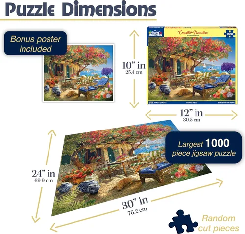 Miniatura 2 de White Mountain Rompecabezas de 1000 piezas con vista al mar y piezas grandes para adultos y familia, 24 x 30 pulgadas, paraíso costero
