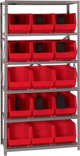 Miniatura 455 de Quantum QSBU-245BK Heavy Duty Shelving Unit with (7) Shelves and (24) QUS245 Black Bins for Garage Warehouse Storage Distribution 400 lb Load