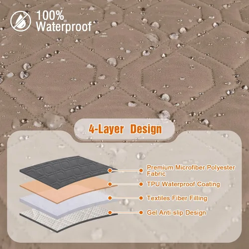 Miniatura 5 de VANSOFY Funda impermeable para sofá reclinable, lavable, funda para sofá reclinable de 1 pieza, protector de muebles con correas elásticas, bolsillo