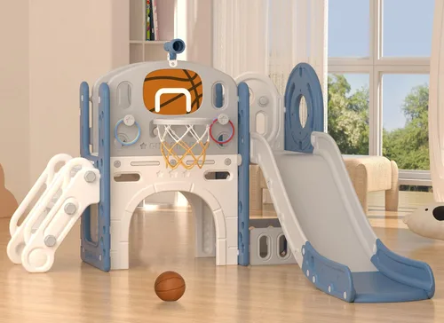 Miniatura 8 de YUFU Conjunto de Tobogán 9 en 1 para Niños Pequeños, Tobogán para Niños de 1-3 Años, Conjunto de Juegos para Niños Pequeños con Aro de Baloncesto