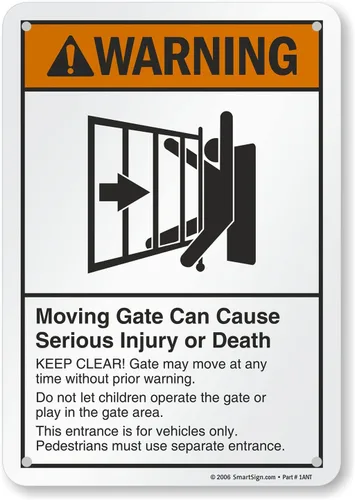 SmartSign Letrero de "Advertencia: puerta móvil puede causar lesiones o muerte" | Aluminio de 7 x 10 pulgadas