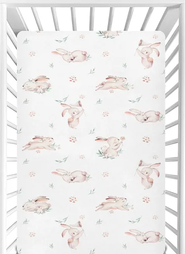 Miniatura 32 de CaTaKu Sábanas de cuna para niñas y niños – Sábanas de bebé bohemias con flores silvestres, sábanas de colchón neutro para cuna para cama