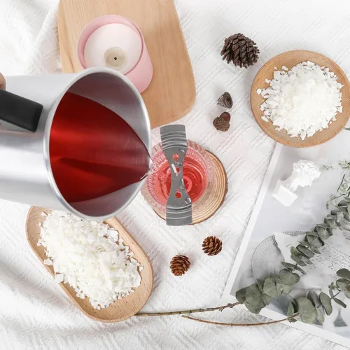 Miniatura 7 de SAEUYVB Olla ligera para hacer velas, soporta 4 libras, olla de fusión de cera de aluminio con mango resistente al calor y boquilla de vertido