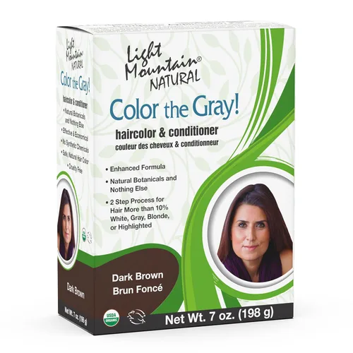 Light Mountain Henna - Tinte y acondicionador para el cabello, color gris – Tinte para el cabello castaño oscuro para hombres y mujeres, tinte de