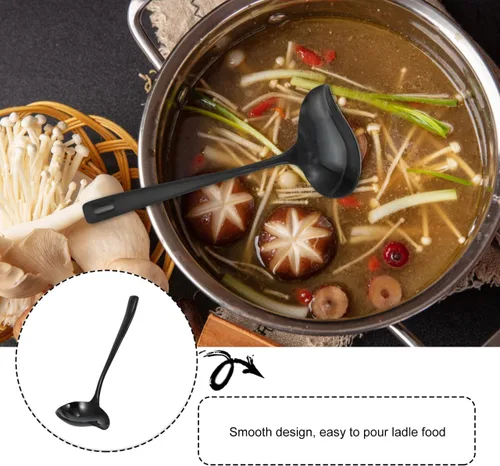 Miniatura 7 de OSALADI Cuchara de sopa Duckbill de acero inoxidable con mango largo resistente a derrames, diseño para salsas y postres de 7.48 pulgadas, utensilio