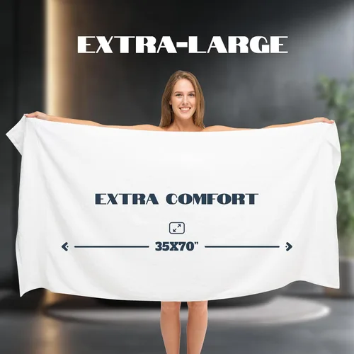 Miniatura 4 de White Classic Toallas de baño de lujo para adultos, extra grandes, 35 x 70 pulgadas, algodón turco de 700 GSM, altamente absorbentes, colección