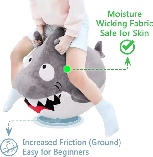 Miniatura 4 de iPlay, iLearn Bouncy Pals Pelota Saltarina de Tiburón Blanco para Niños, Juguete de Montar y Rebotar para Niños Pequeños, Juguete de Animal Saltarín