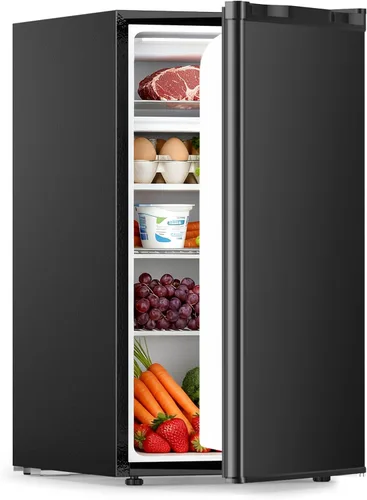 Miniatura 12 de COWSAR - Mini refrigerador compacto de 2.5 pies cúbicos con congelador, puerta doble reversible con 2 estantes extraíbles, refrigerador de bebidas
