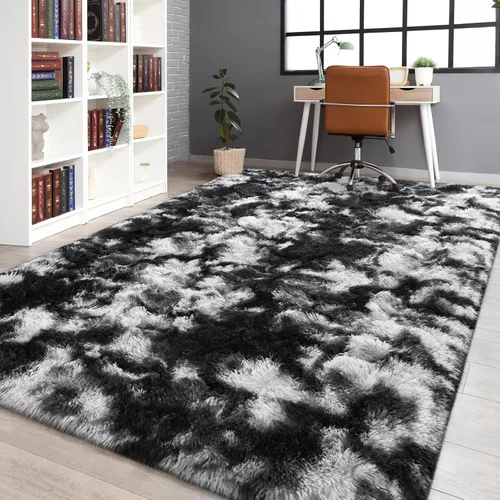 Miniatura 63 de FlyDOIT Alfombras Grandes para Sala de Estar, 5x8 Pies Alfombra Shaggy Teñida con Tie-Dye Gris Oscuro, Alfombras Mullidas Tipo Manta, Alfombras