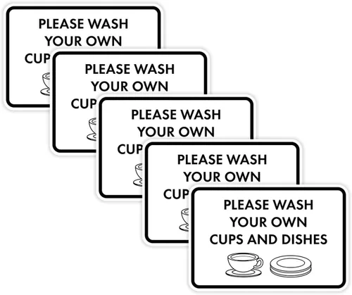 Miniatura 12 de Letrero clásico enmarcado con texto en inglés «Please Wash Your Own Cups and Dishes» (oro cepillado), pequeño