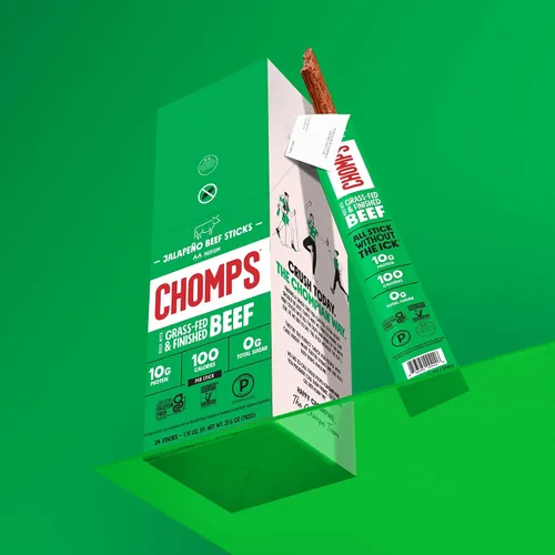 Miniatura 7 de Chomps Tiras de cecina de res alimentadas con pasto y terminadas con jalapeño 24 unidades - Keto, Paleo, Whole30, 10g de proteína de carne magra