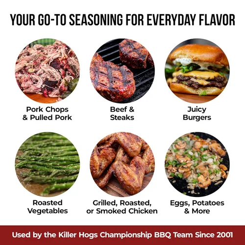 Miniatura 6 de Killer Hogs AP Seasoning Championship BBQ and Grill Condimento multiusos para carne de res, bistec, hamburguesas, cerdo y pollo Sal, pimienta