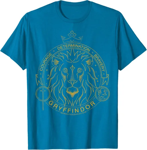 Miniatura 8 de Harry Potter Camiseta Gryffindor Line Art Lion Symbol, Negro
