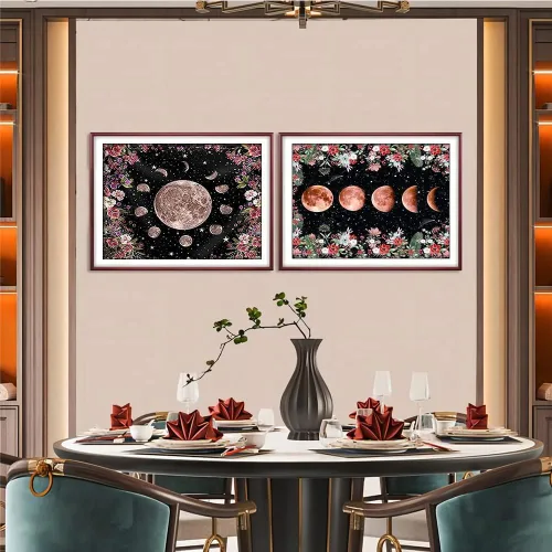Miniatura 3 de Kits de pintura de diamantes, arte de diamantes 5D con accesorios y herramientas, pintura de fase lunar con diamante, relajación y decoración
