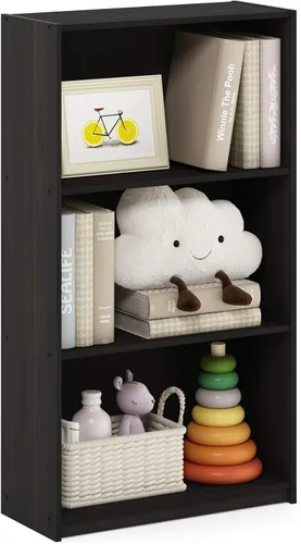 Miniatura 5 de Furinno Estantería básica de almacenamiento de libros de 3 niveles, Espresso
