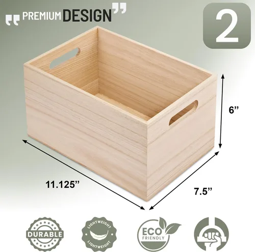 Miniatura 6 de Sorbus Cajas de madera sin terminar, contenedores organizadores, caja de madera para almacenamiento organizador de despensa, armario, artes