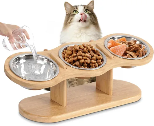 Cuencos elevados para gatos, cuencos elevados de comida para gatos, cuencos inclinados en 15° para gatos, cachorros, perros pequeños, cuenco elevado