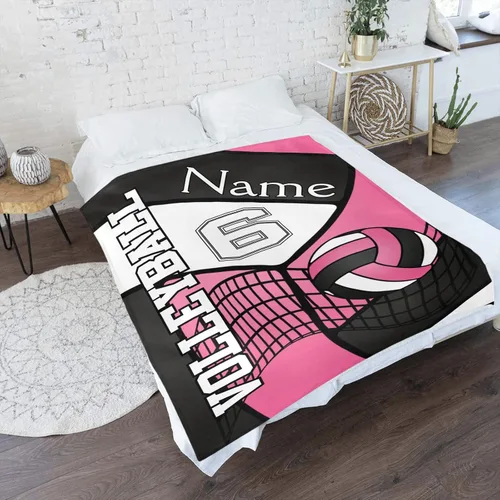 Miniatura 2 de Manta de bebé personalizada de voleibol deportivo con nombre, manta de forro polar suave para niñas y niños, recién nacidos, regalo de cumpleaños