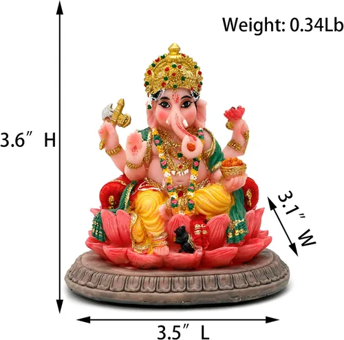 Miniatura 6 de alikiki Regalos indios, estatua de Lord Ganesha, 3.6 pulgadas de alto, ídolo hindú Ganesha para tablero de instrumentos del automóvil, regalo