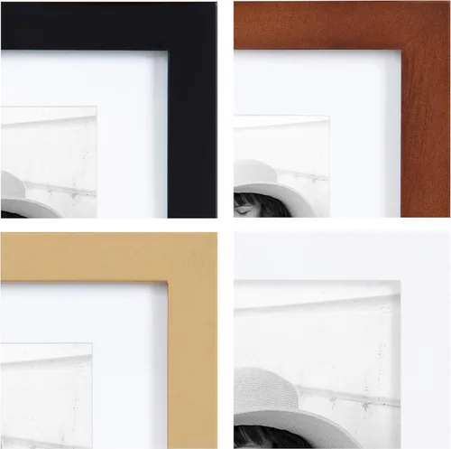 Miniatura 3 de Kate and Laurel Gallery Mid-Century - Juego de marcos de pared de madera, juego de 10, marrón nogal, dorado, negro y blanco Multi/Marrón