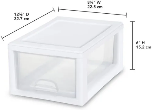 Miniatura 3 de Sterilite Paquete de 12 cajones apilables de 6 cuartos de galón, organizador de armario de almacenamiento transparente, marco blanco, cajones