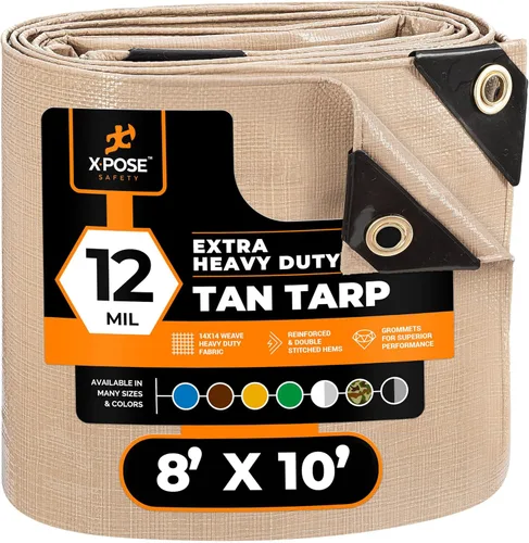 Miniatura 196 de Lona protectora Xpose Safety multiusos, de poliéster blanco, resistente, resistente al agua, resistente a la intemperie, resistente a rasguños