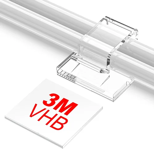 Miniatura 12 de Clips adhesivos grandes para cables (45 unidades, negro), clips de alambre mejorados para cables eléctricos, clips de cable adhesivos para organizar
