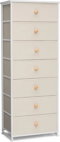 Crestlive Products Cajonera alta, torre de almacenamiento de 7 cajones de tela, cómodas - Unidad organizadora vertical para dormitorio, pasillo,