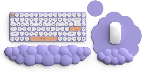 Miniatura 14 de Reposamuñecas para teclado, alfombrilla ergonómica para mouse con soporte de muñeca, reposamuñecas de espuma viscoelástica, base antideslizante