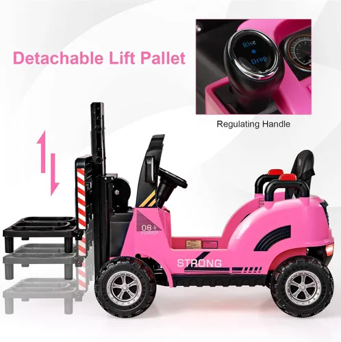 Miniatura 3 de OLAKIDS Carretilla elevadora para montar, camión de construcción de vehículos eléctricos para niños de 12 V con control remoto, horquilla