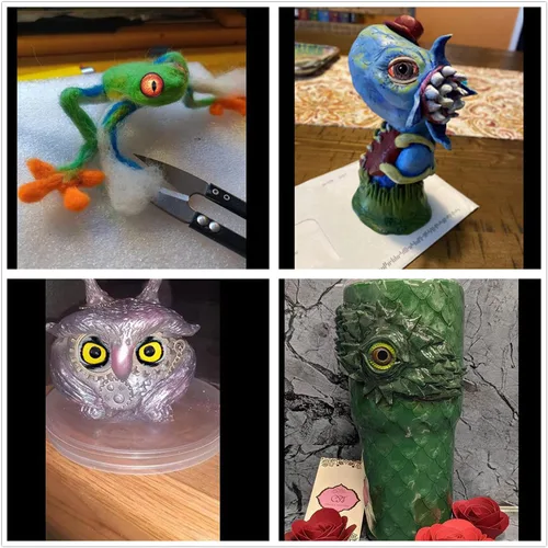 Miniatura 2 de 100 piezas de búho, serpiente, lagarto, ojos de animales, cabujón de cristal para hacer muñecas de arcilla, esculturas, accesorios