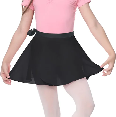 Miniatura 3 de Zando Faldas cruzadas de ballet para niños, ropa de baile fluida, falda de gasa para adolescentes, falda transparente para niñas y mujeres
