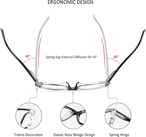 Miniatura 6 de VisionGlobal 5 Pairs Reading Glasses with Spring Hinge, Blue Light Blocking Glasses for Women/Men Color Grace-5