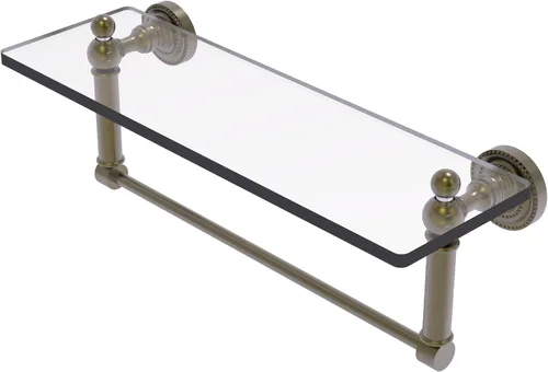 Miniatura 3 de Allied Brass DT-1TB/16-PB Estante de vidrio con toallero, 16 pulgadas x 5 pulgadas Latón pulido