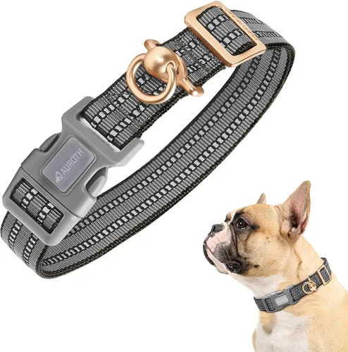 Miniatura 7 de Collar de perro Auroth para perros medianos y grandes, collar de perro reflectante, collares de perro de nylon suave ajustables con resistente army
