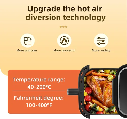 Miniatura 8 de Panana Freidora de aire, freidora de aire de gran capacidad de 6.3 cuartos de galón, horno sin aceite con 12 preajustes, freidora de aire de 1500 W