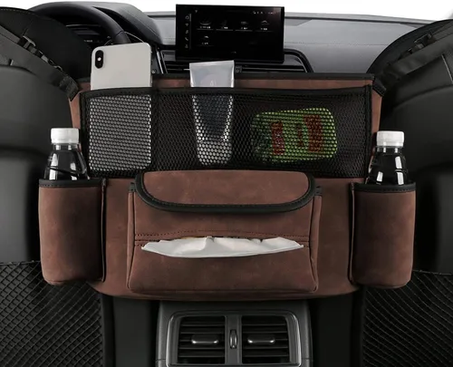 Miniatura 6 de JEYODA Soporte para bolso de coche entre asientos, de gamuza de gran capacidad, para consolas y organizadores automotrices para almacenamiento