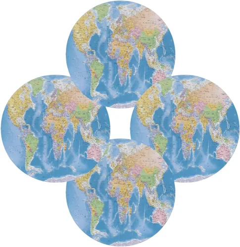 Miniatura 7 de Manteles individuales redondos con mapa del mundo para mesa de comedor, lavables, resistentes al calor, manteles antideslizantes para cocina