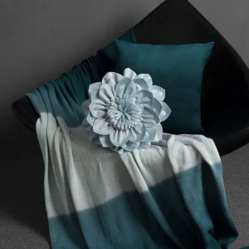 Miniatura 7 de OiseauVoler Cojín decorativo redondo de flores 3D, cojín hecho a mano con inserto para sofá, cama, decoración del hogar, 12 pulgadas, azul