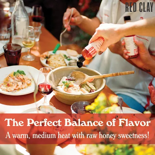 Miniatura 4 de Red Clay Hot Honey - Sin gluten - Miel picante paleo - Miel picante 100% pura y cruda - Miel infundida con pimientos habaneros - Dulce con un toque